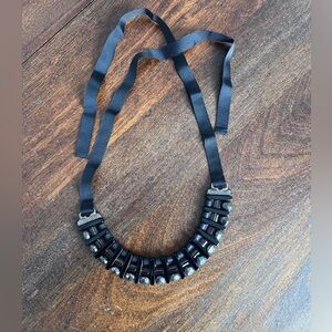 Elegant Black Necklace with Ribbon